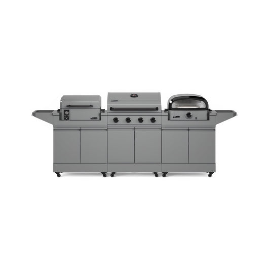 TYTUS Modular Grilling Collection 4-Burner Gas Grill, Pellet Smoker with Cart and Pizza Oven with Cart - TDT-BUN-008