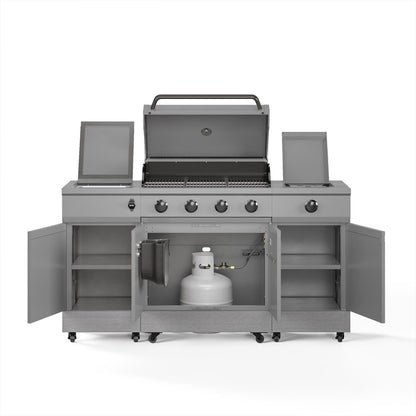 TYTUS Fresno 5-Burner LP/NG Convertible Grill in Gunmetal + Carbon Wood - TDT-021-0105