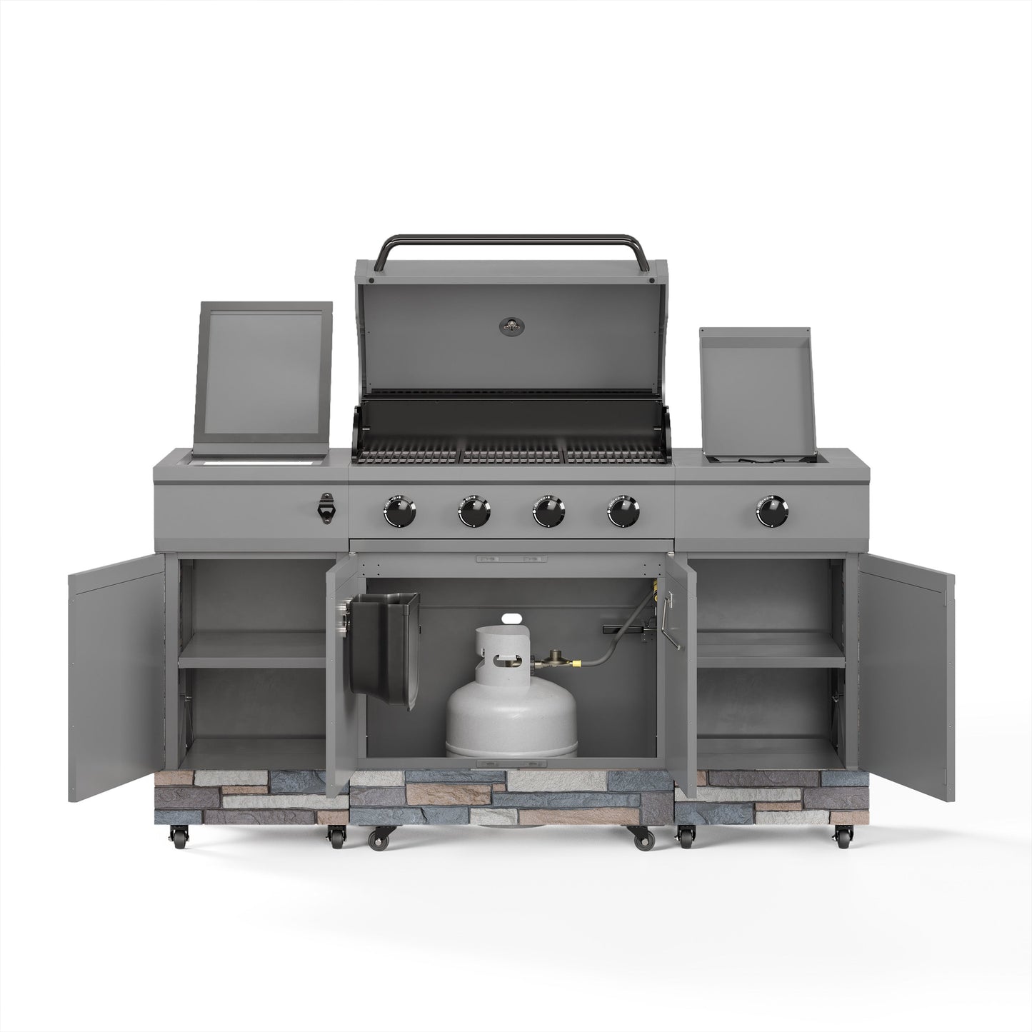 TYTUS Fresno 5-Burner LP/NG Convertible Grill in Gunmetal + Ash Stone - TDT-021-0104
