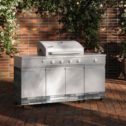 TYTUS Fresno 5-Burner LP/NG Convertible Grill in Stainless Steel + Shadow Stone - TDT-021-0702