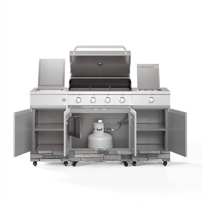 TYTUS Fresno 5-Burner LP/NG Convertible Grill in Stainless Steel + Shadow Stone - TDT-021-0702